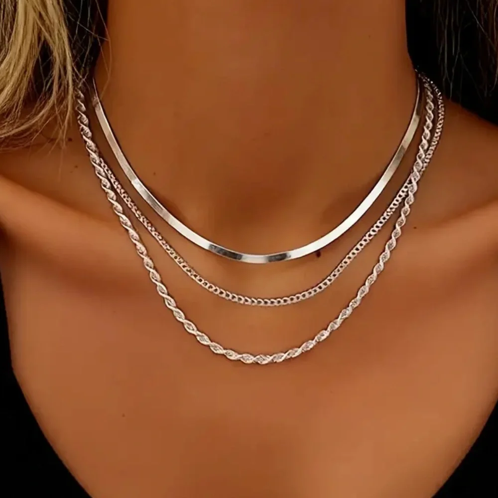 Silver Necklace Stacking Set